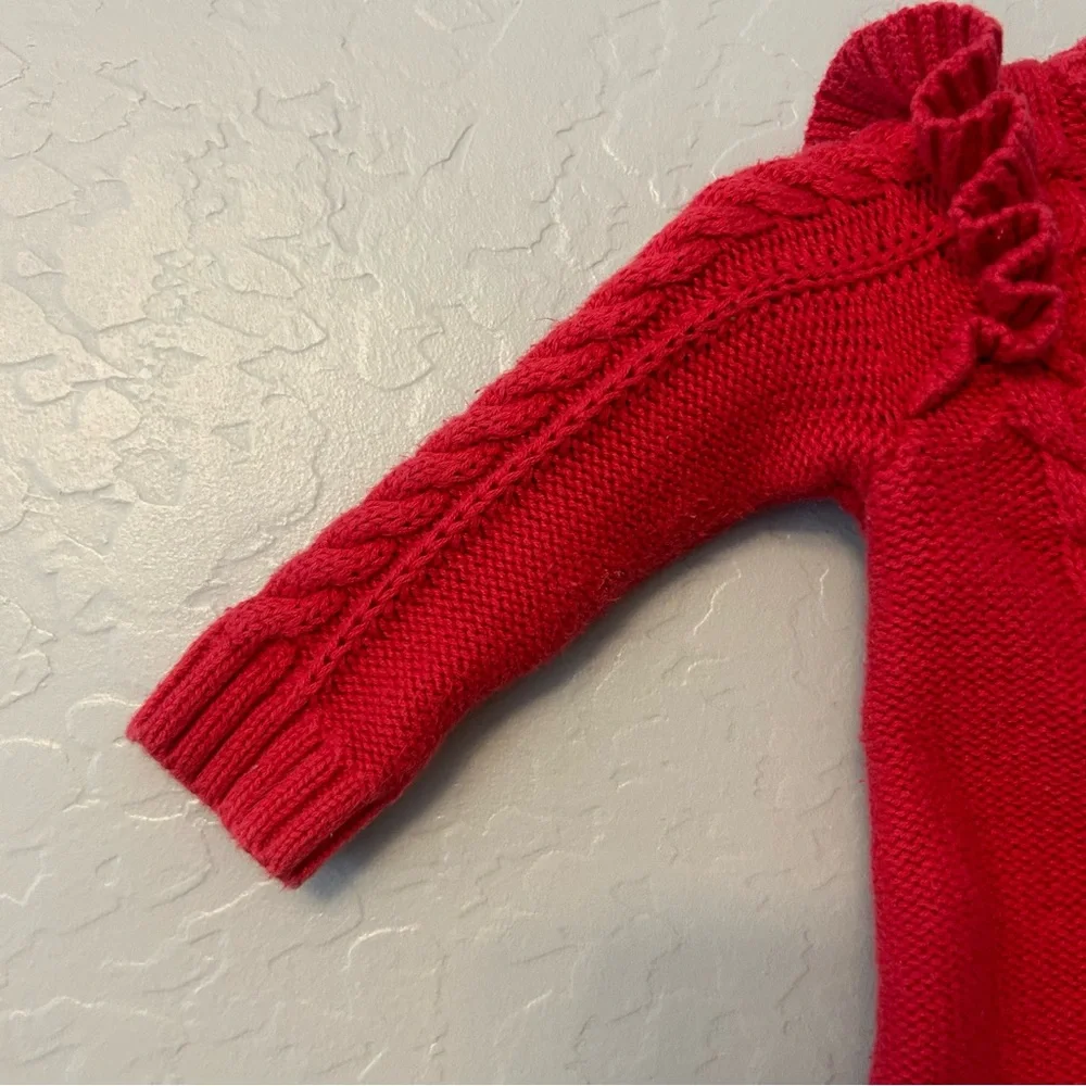 Baby Gap red cable knit sweater with ruffles size 0-3 months